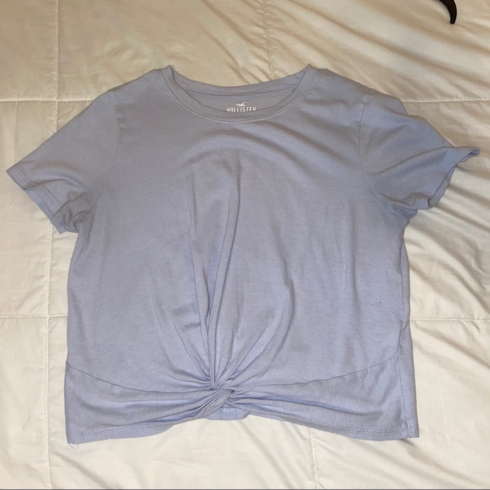 Light blue Hollister tie front crop top